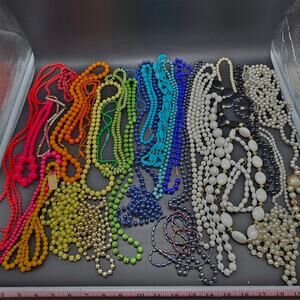 36 Beaded Plastic Necklaces Craft Lot Jewelry Lot Vintage Modern